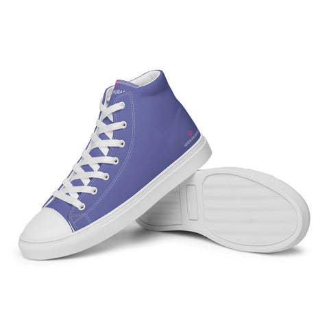 Violet Purple Men's High Tops, Solid Purple Color Designer Premium Quality Stylish Men's High Top Canvas Tennis Shoes With White Laces and Faux Leather Toe Caps (US Size: 5-13)