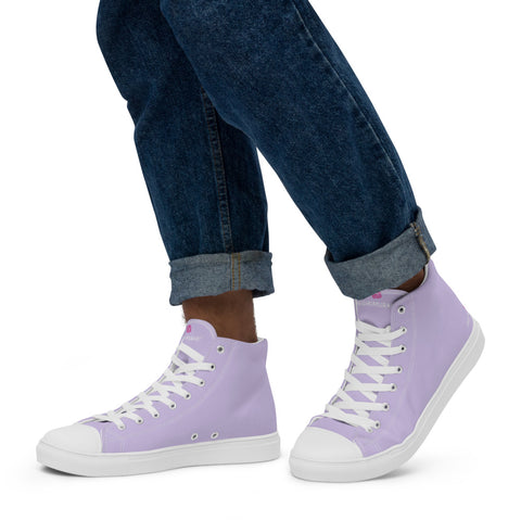 Light Purple Men's High Tops, Solid Purple Color Men’s High Top Canvas Sneaker Shoes (US Size: 5-13)