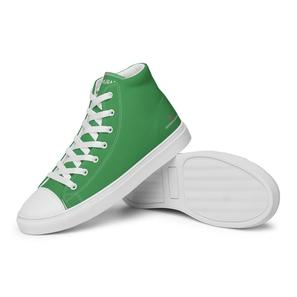 Mint Green Solid Color Sneakers, Modern Minimalist Designer Premium Quality Stylish Solid Mint Green Color Best Men's High Top Canvas Tennis Shoes With White Laces and Faux Leather Toe Caps  (US Size: 5-13)