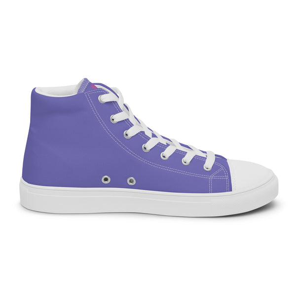 Pastel Purple Solid Color Sneakers, Modern Minimalist Designer Premium Quality Stylish Solid Pastel Purple Color Best Men's High Top Canvas Tennis Shoes With White Laces and Faux Leather Toe Caps (US Size: 5-13)