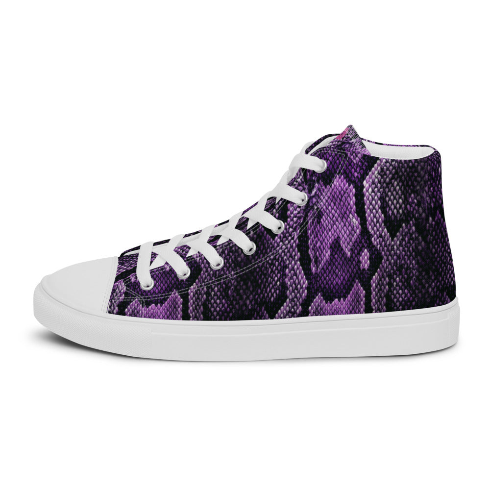 Purple Snake Print Men's Sneakers, Modern Python Stylish Snake