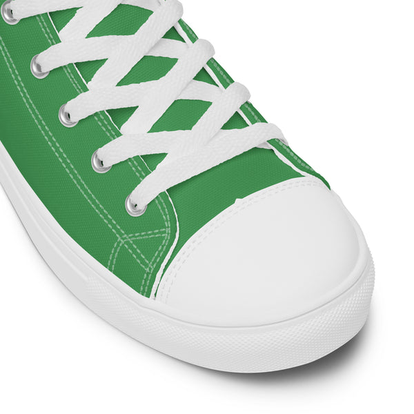 Green Solid Color Men's Sneakers, Solid Mint Color Best Premium Designer Men’s Lace-up Low Top Sneakers, Modern Essential Classic Every Day Best Quality Fashionable Running Casual Canvas Breathable Comfortable Running Shoes With White Laces & Padded Collar & Tongue (US Size: 5-13)