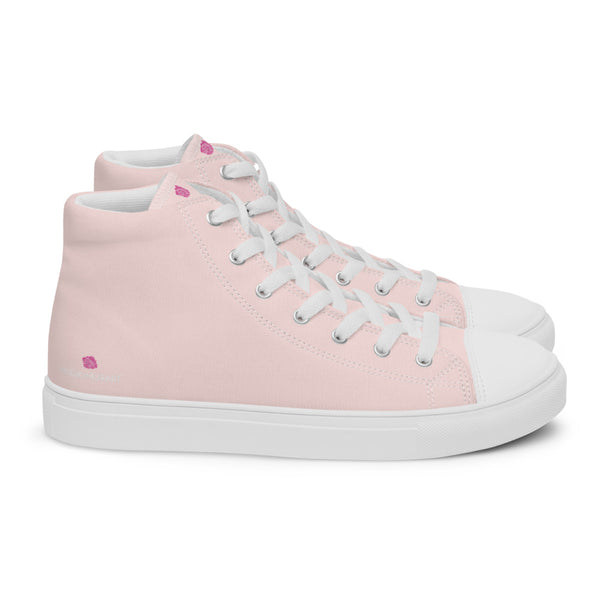 Pale Pink Men's Sneakers, Solid Color Modern Minimalist Canvas Fashion Tennis Shoes For Men