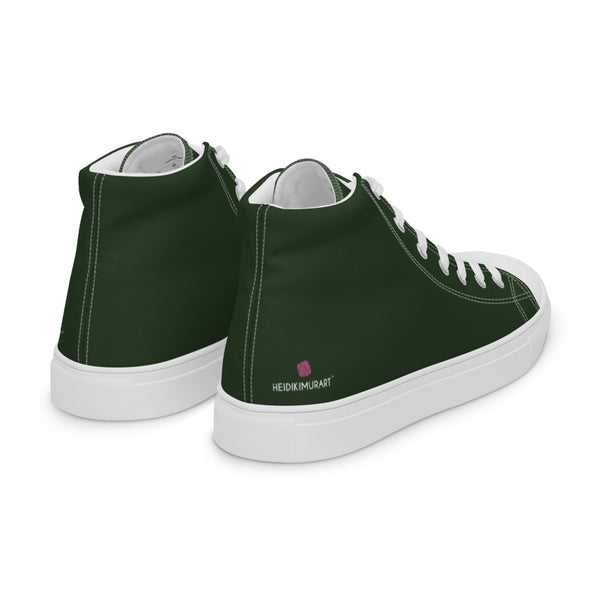 Dark Green Men's Sneakers, Solid Color Premium Canvas High Top Shoes For Fashionable Men