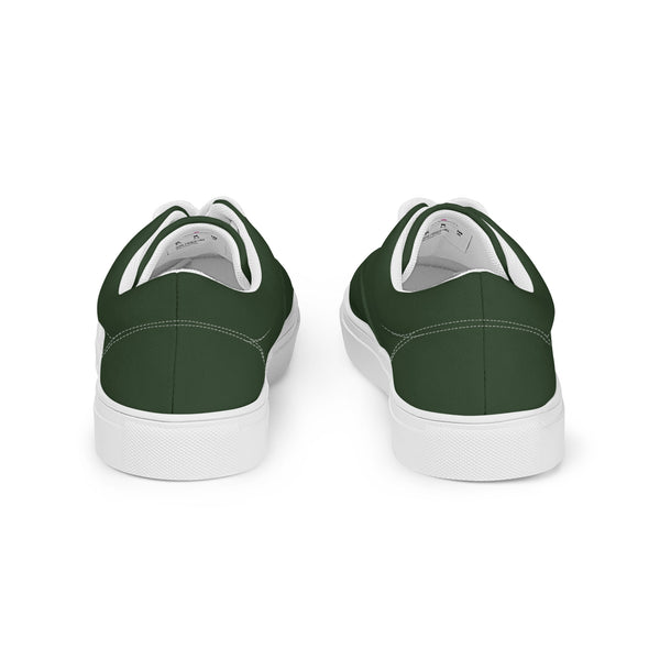 Emerald Green Men's Low Tops, Solid Green Color Best Designer Men’s Lace-up Canvas Shoes (US Size: 5-13)