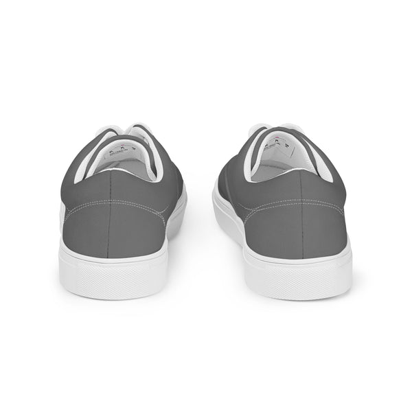 Charcoal Grey Men's Low Tops, Solid Charcoal Grey Color Best Designer Men’s Lace-up Canvas Shoes (US Size: 5-13)