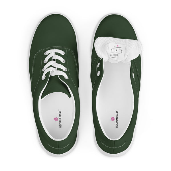 Emerald Green Men's Low Tops, Solid Green Color Best Designer Men’s Lace-up Canvas Shoes (US Size: 5-13)