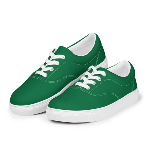 Dark Green Men's Sneakers, Solid Green Color Best Designer Men’s Lace-up Canvas Shoes (US Size: 5-13)
