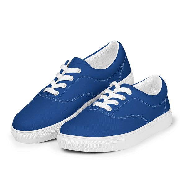 Dark Blue Men's Low Tops, Solid Dark Blue Color Best Designer Men’s Lace-up Canvas Shoes (US Size: 5-13)