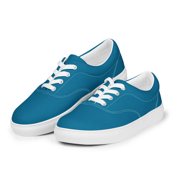 Royal Blue Men's Low Tops, Solid Royal Blue Color Best Designer Men’s Lace-up Canvas Shoes (US Size: 5-13)