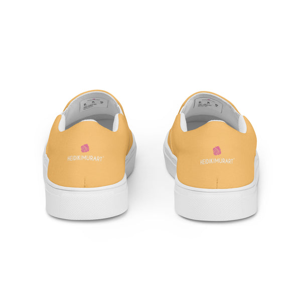 Pastel Yellow Men's Slips Ons, Solid Pale Yellow Color Best Casual Breathable Men’s Slip-on Canvas Designer Shoes (US Size: 5-13) Modern Solid Color High Quality Men's Slip On Canvas Sneakers Shoes&nbsp;