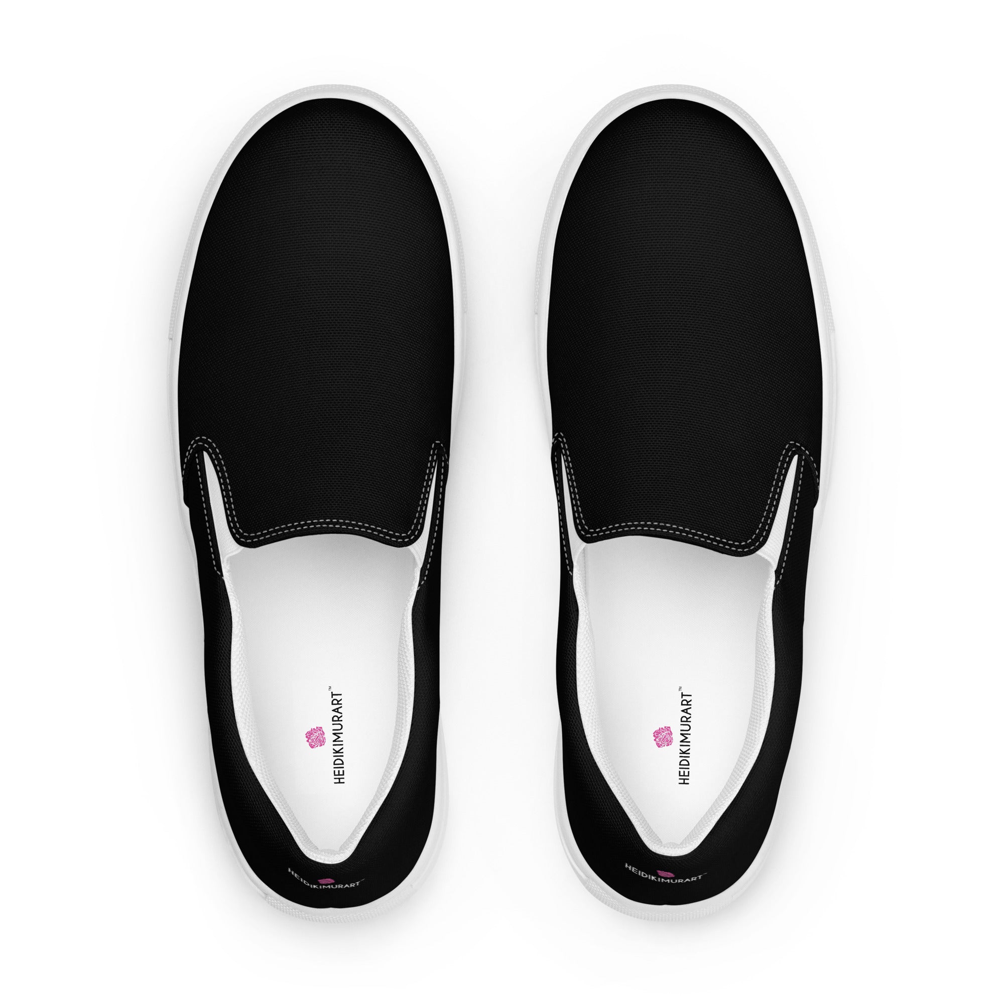 Black Slip Ons For Men, Solid Black Color Best Casual Breathable Men’s Slip-on Canvas Designer Shoes (US Size: 5-13) Modern Solid Color High Quality Men's Slip On Canvas Sneakers Shoes&nbsp;