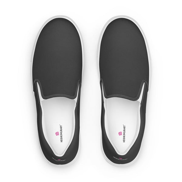 Graphite Grey Men's Slip Ons, Solid Grey Color Best Casual Breathable Men’s Slip-on Canvas Designer Shoes (US Size: 5-13) Modern Solid Color High Quality Men's Slip On Canvas Sneakers Shoes&nbsp;