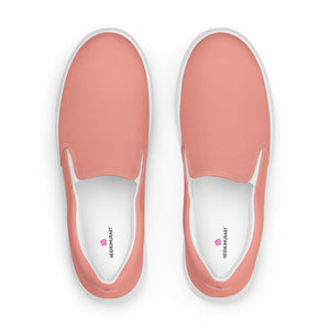 Light Pink Men's Slip Ons, Solid Light Pink Color Best Casual Breathable Men’s Slip-on Canvas Designer Shoes (US Size: 5-13)