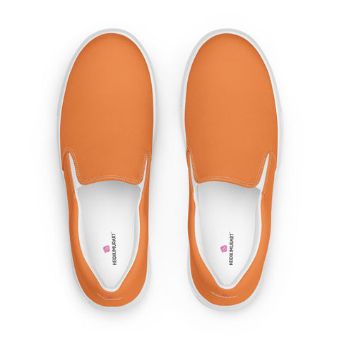 Orange Men's Slip Ons, Best Solid Color Men’s slip-on canvas shoes