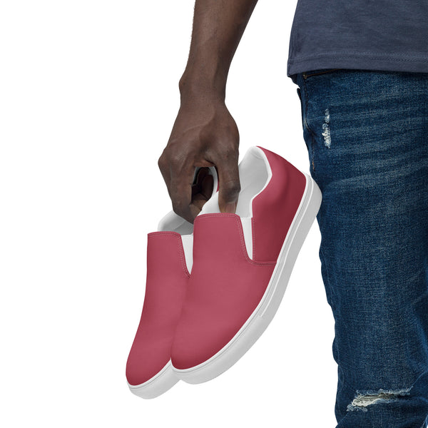 Dark Pink Men's Slip Ons, Solid Pink Color Best Casual Breathable Men’s Slip-on Canvas Designer Shoes (US Size: 5-13) Light Pink Solid Color High Quality Men's Slip On Canvas Sneakers Shoes&nbsp;
