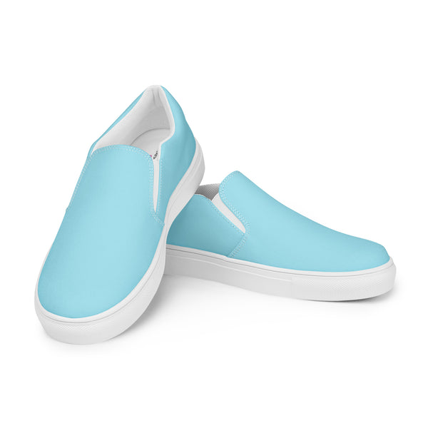 Turquoise Blue Men's Slip Ons, Solid Light Blue Color Best Casual Breathable Men’s Slip-on Canvas Designer Shoes (US Size: 5-13) Solid Blue Color High Quality Men's Slip On Canvas Sneakers Shoes&nbsp;