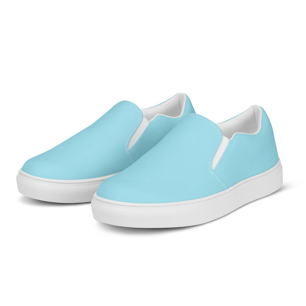 Turquoise Blue Men's Slip Ons, Solid Light Blue Color Best Casual Breathable Men’s Slip-on Canvas Designer Shoes (US Size: 5-13) Solid Blue Color High Quality Men's Slip On Canvas Sneakers Shoes&nbsp;