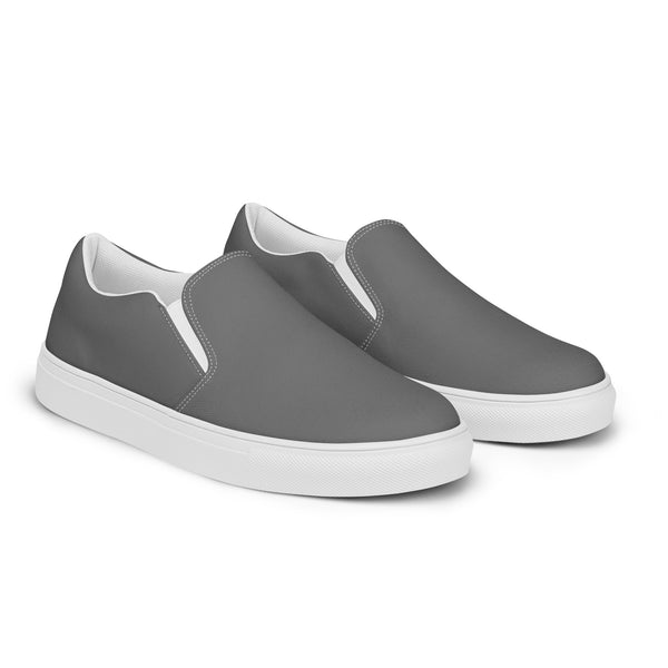 Dark Grey Men's Slip Ons, Solid Grey Color Best Casual Breathable Men’s Slip-on Canvas Designer Shoes (US Size: 5-13) Modern Solid Color High Quality Men's Slip On Canvas Sneakers Shoes&nbsp;