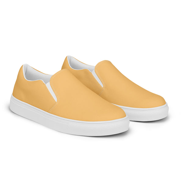 Pastel Yellow Men's Slips Ons, Solid Pale Yellow Color Best Casual Breathable Men’s Slip-on Canvas Designer Shoes (US Size: 5-13) Modern Solid Color High Quality Men's Slip On Canvas Sneakers Shoes&nbsp;