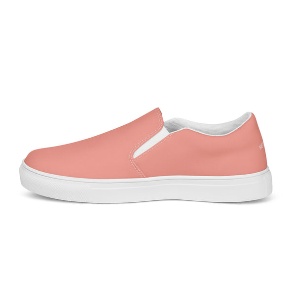 Light Pink Men's Slip Ons, Solid Light Pink Color Best Casual Breathable Men’s Slip-on Canvas Designer Shoes (US Size: 5-13)