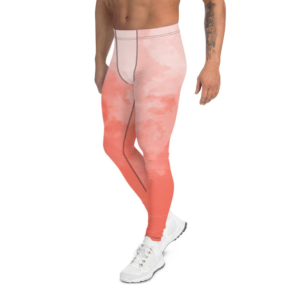 Coral Pink Abstract Men's Leggings-Heidikimurart Limited -Heidi Kimura Art LLC Coral Pink Abstract Men's Leggings, Abstract Colorful Sexy Meggings Men's Workout Gym Tights Leggings, Men's Compression Tights Pants - Made in USA/ EU (US Size: XS-3XL) Costume Party Leggings, Rave Party Meggings