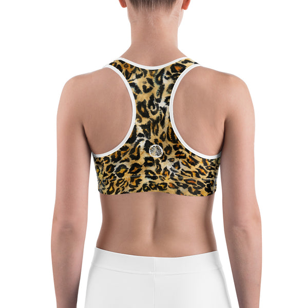 Leopard Animal Skin Print Women's Workout Fitness Bra - Made in USA/EU (US Size: XS-2XL)-Sports Bras-Heidi Kimura Art LLC