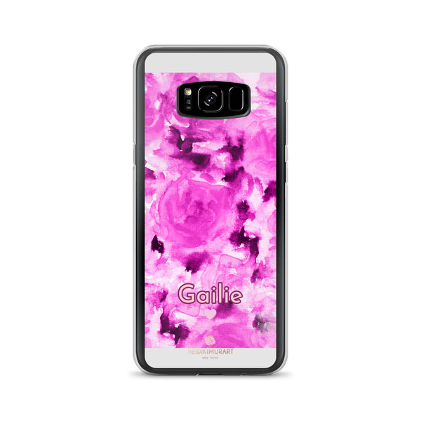 Pink Rose Floral Samsung Case, Personalized Custom Name Flower Print Phone Case-Heidi Kimura Art LLC-Samsung Galaxy S8+-Heidi Kimura Art LLC