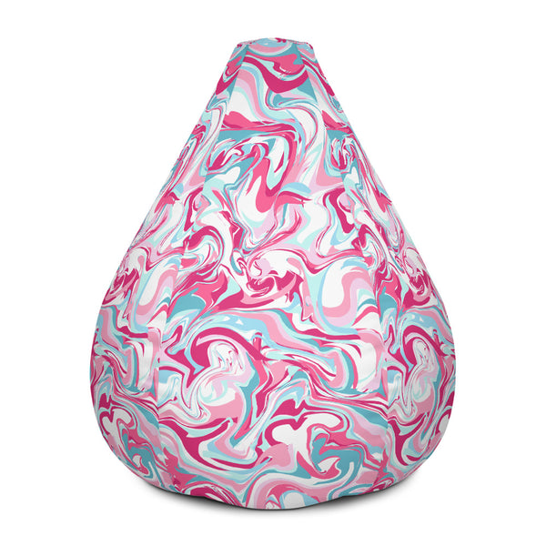 Pink Abstract Print Water Resistant Polyester Bean Sofa Bag 58"x 41" Chair-Bean Bag-Heidi Kimura Art LLC