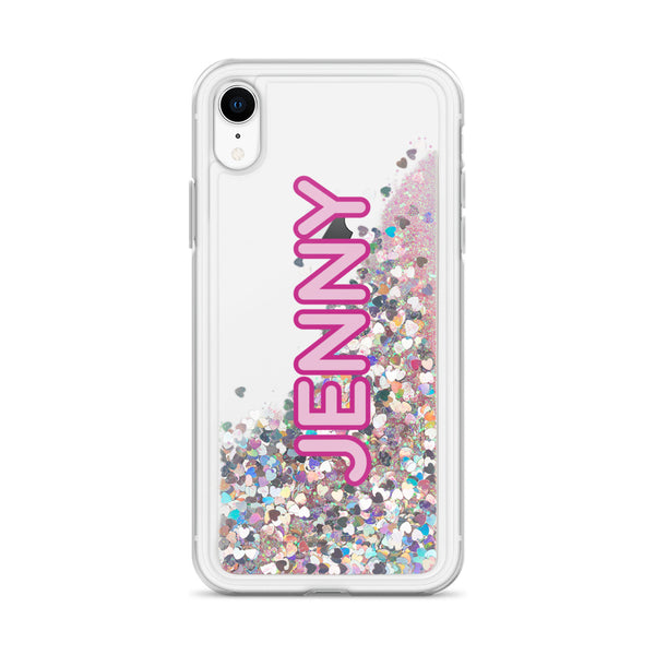 Custom Name Liquid Glitter Phone Case, Personalized Best iPhone Case-Heidi Kimura Art LLC-Pink-iPhone XR-Heidi Kimura Art LLC
