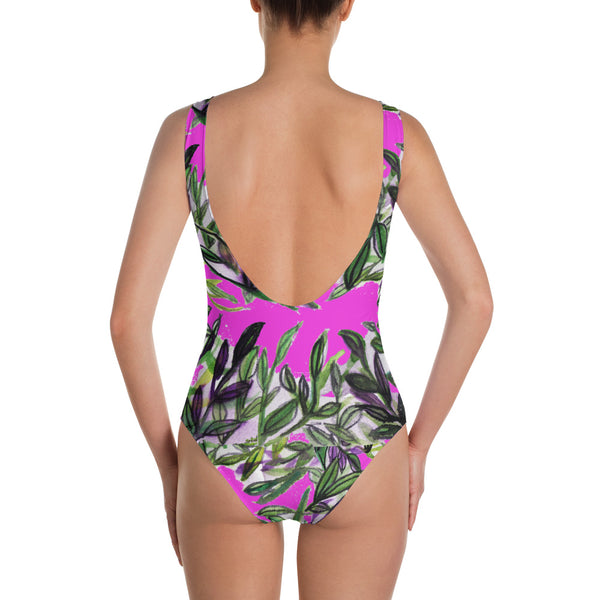 Tropical Top Floral Print Designer's Choice One-Piece Women's Swimsuit Sportswear-Swimwear-Heidi Kimura Art LLC Tropical Leaf Women's Swimwear, Tropical Floral Print Designer's Choice One-Piece Women's Swimsuit Sportswear- Made in USA (US Size: XS-3XL) Plus Size Available