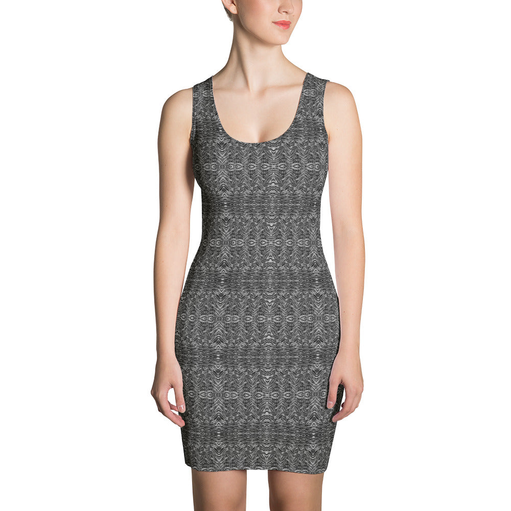 Grey Tiger Stripe Women's Dress, Animal Print Designer Sleeveless Dress-Made in USA/EU-Heidi Kimura Art LLC-XS-Heidi Kimura Art LLC
