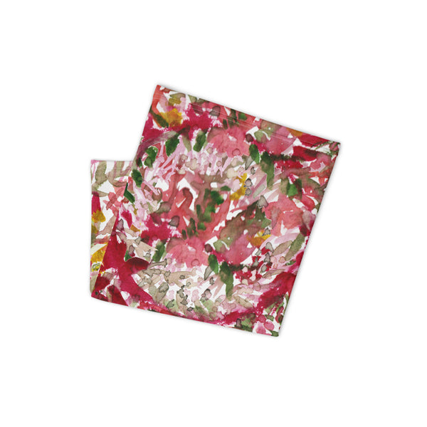 Red Floral Face Mask Cover Shield, Reusable Washable Bandana-Made in USA/EU-Heidi Kimura Art LLC-Heidi Kimura Art LLC