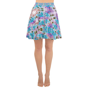 Blue Floral Skater Skirt-Heidikimurart Limited -XS-Heidi Kimura Art LLC