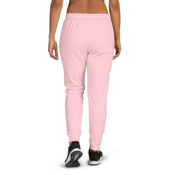 Light Pink Solid Color Print Designer Women's Joggers Slim Fit Sweatpants-Made in EU-Women's Joggers-Heidi Kimura Art LLC
