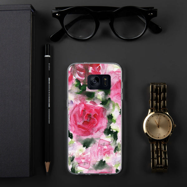 Pink Rose Floral Print Samsung Case, Flower BPA Free Phone Case-Printed in USA/EU-Heidi Kimura Art LLC-Samsung Galaxy S7-Heidi Kimura Art LLC