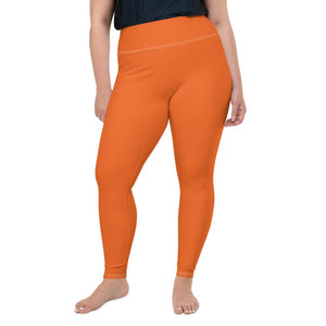 Dark Orange Solid Color Print Women's Plus Size Best Quality Leggings- Made in USA/EU-Women's Plus Size Leggings-2XL-Heidi Kimura Art LLC