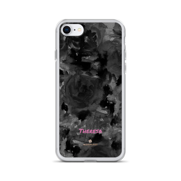 Personalized Black Floral iPhone Case, Abstract Watercolor Phone Case- Printed in USA/EU-Heidi Kimura Art LLC-iPhone SE-Heidi Kimura Art LLC