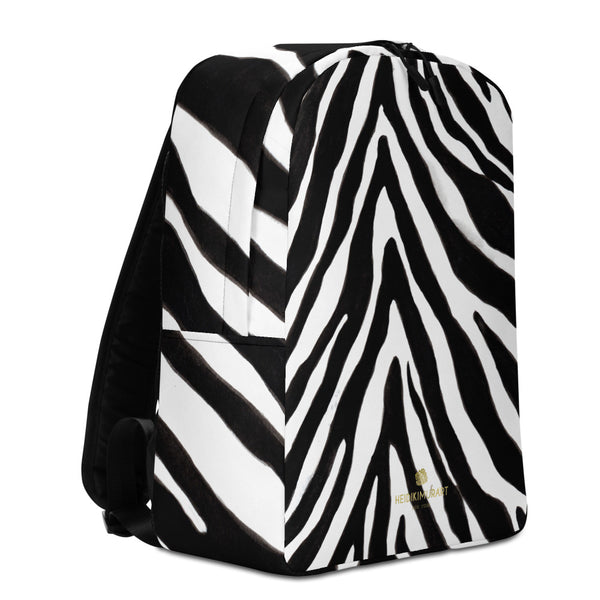 Modern Black White Zebra Animal Print Laptop Computer Tablet Minimalist Backpack- Made in EU-Minimalist Backpack-Heidi Kimura Art LLC