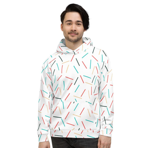 Fun White Birthday Sprinkles Unisex Hoodie Sweatshirt For Men/ Women- Made in EU-Men's Hoodie-XS-Heidi Kimura Art LLC