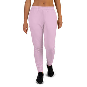 Light Cute Pink Solid Color Print Premium Soft Slim Fit Best Women's Joggers- Made in EU-Women's Joggers-XS-Heidi Kimura Art LLC