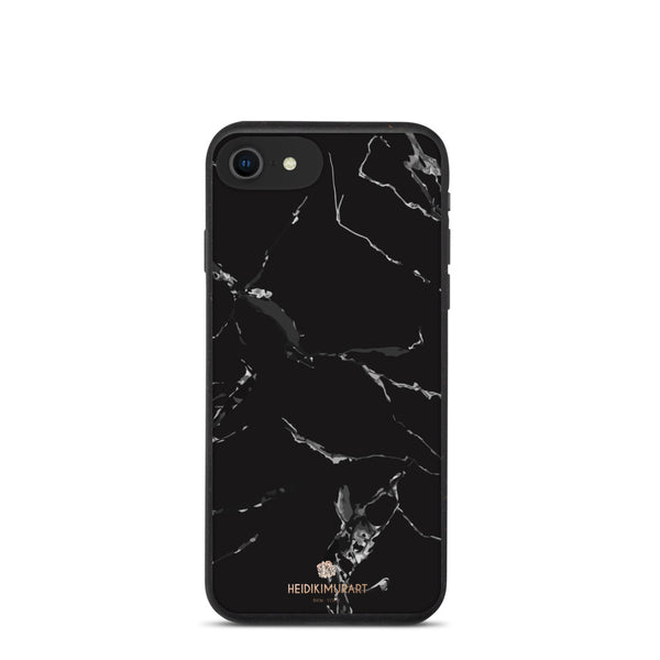 Black Eco-Friendly Phone Case, Marble Print Biodegradable iPhone Case-Heidi Kimura Art LLC-iPhone 7/8/SE-Heidi Kimura Art LLC