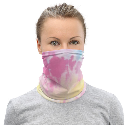 Pink Tie Dye Face Mask, Washable Reusable Unisex Neck Gaiter-Made in USA/EU-Heidi Kimura Art LLC-Heidi Kimura Art LLC