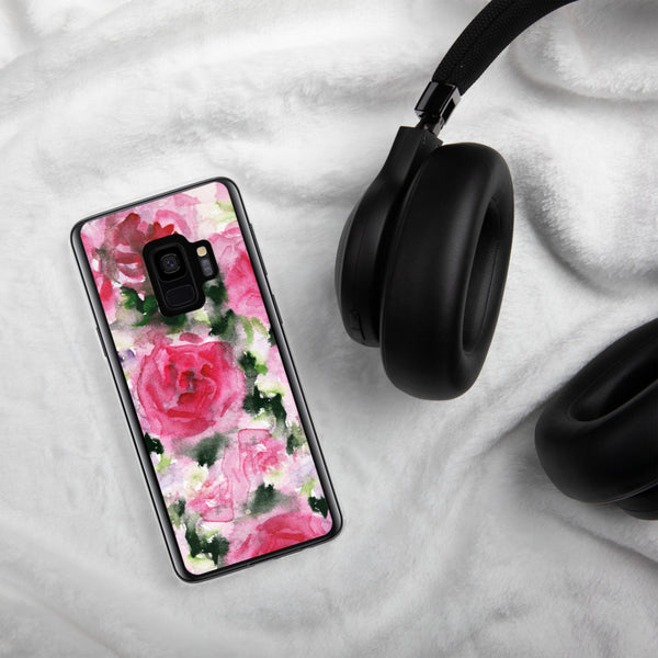 Pink Rose Floral Print Samsung Case, Flower BPA Free Phone Case-Printed in USA/EU-Heidi Kimura Art LLC-Heidi Kimura Art LLC