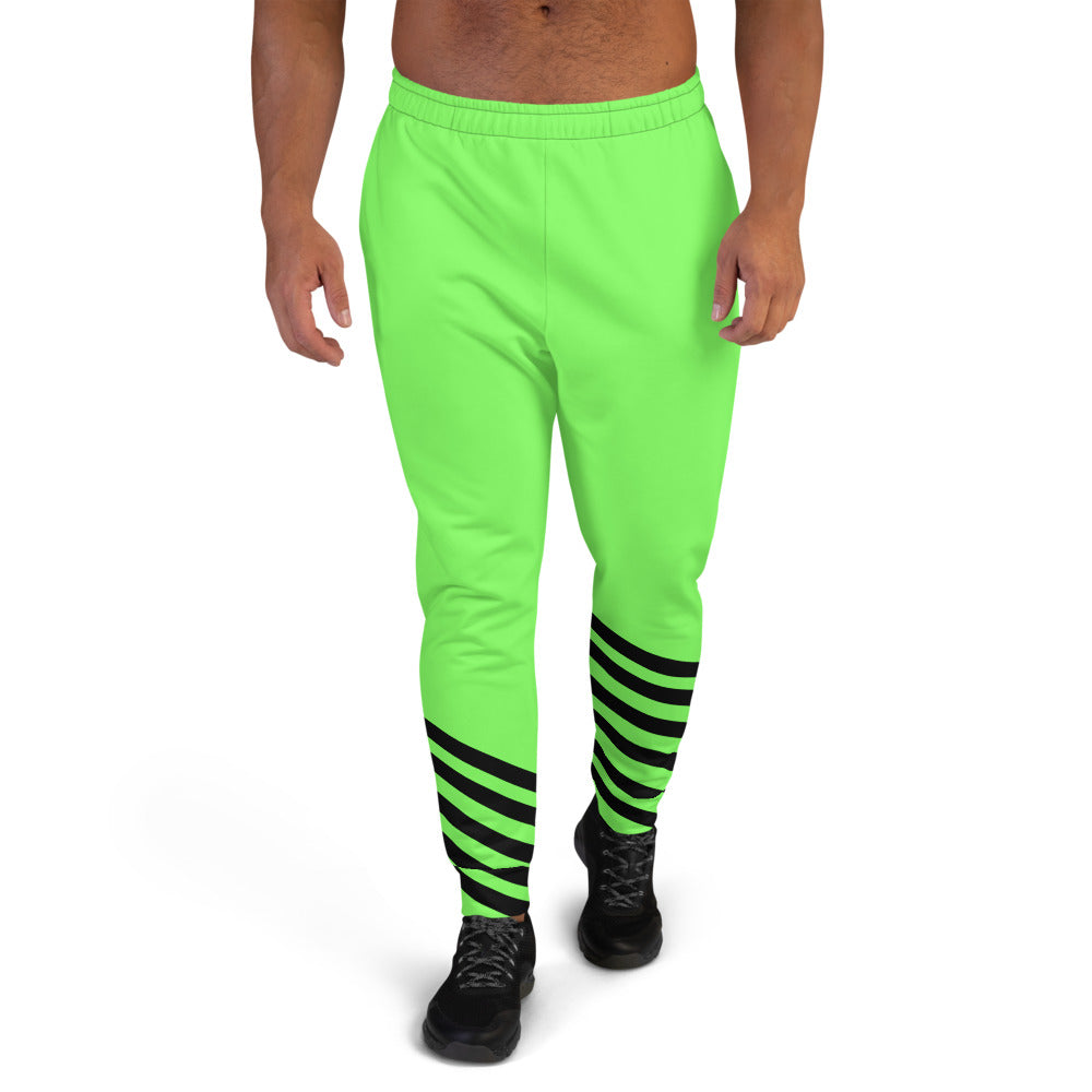 Neon Green Men's Joggers, Bright Solid Color Premium Men's, 55% OFF