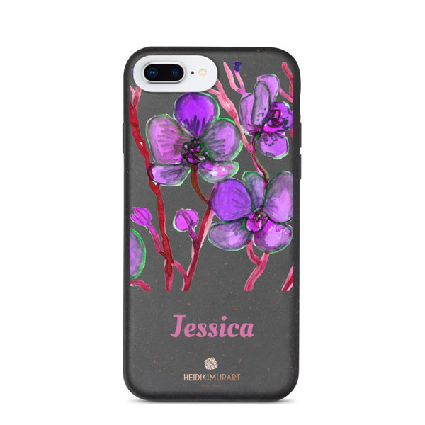 Custom Name Orchid iPhone Case, Biodegradable Personalized Phone Case-Heidi Kimura Art LLC-iPhone 7 Plus/8 Plus-Heidi Kimura Art LLC