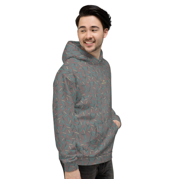 Gray Birthday Sprinkle Print Men's Unisex Hoodie Sweatshirt Pullover Top- Made in EU-Men's Hoodie-Heidi Kimura Art LLC