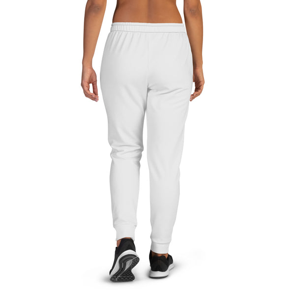 Light Gray Solid Print Designer Women's Joggers Casual Athletic Sweatpants- Made in EU-Women's Joggers-Heidi Kimura Art LLC