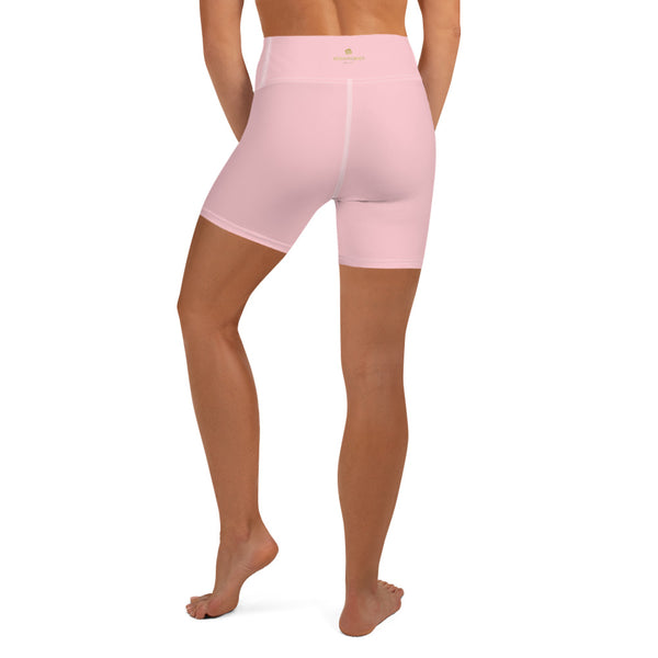 Ballet Pink Women's Yoga Shorts, Solid Color Dance Workout Short Pants- Made in USA/EU-Yoga Shorts-Heidi Kimura Art LLC