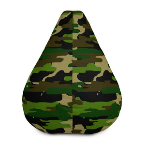 Green Camo Camouflage Military Army Print Polyester Bean Sofa Bag-Made in Europe-Bean Bag-Bean Bag w/ Filling-Heidi Kimura Art LLC